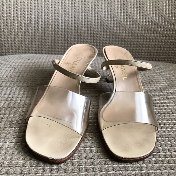 Chanel Women's Clear Top Slip On Sandals - Picture 1 of 15